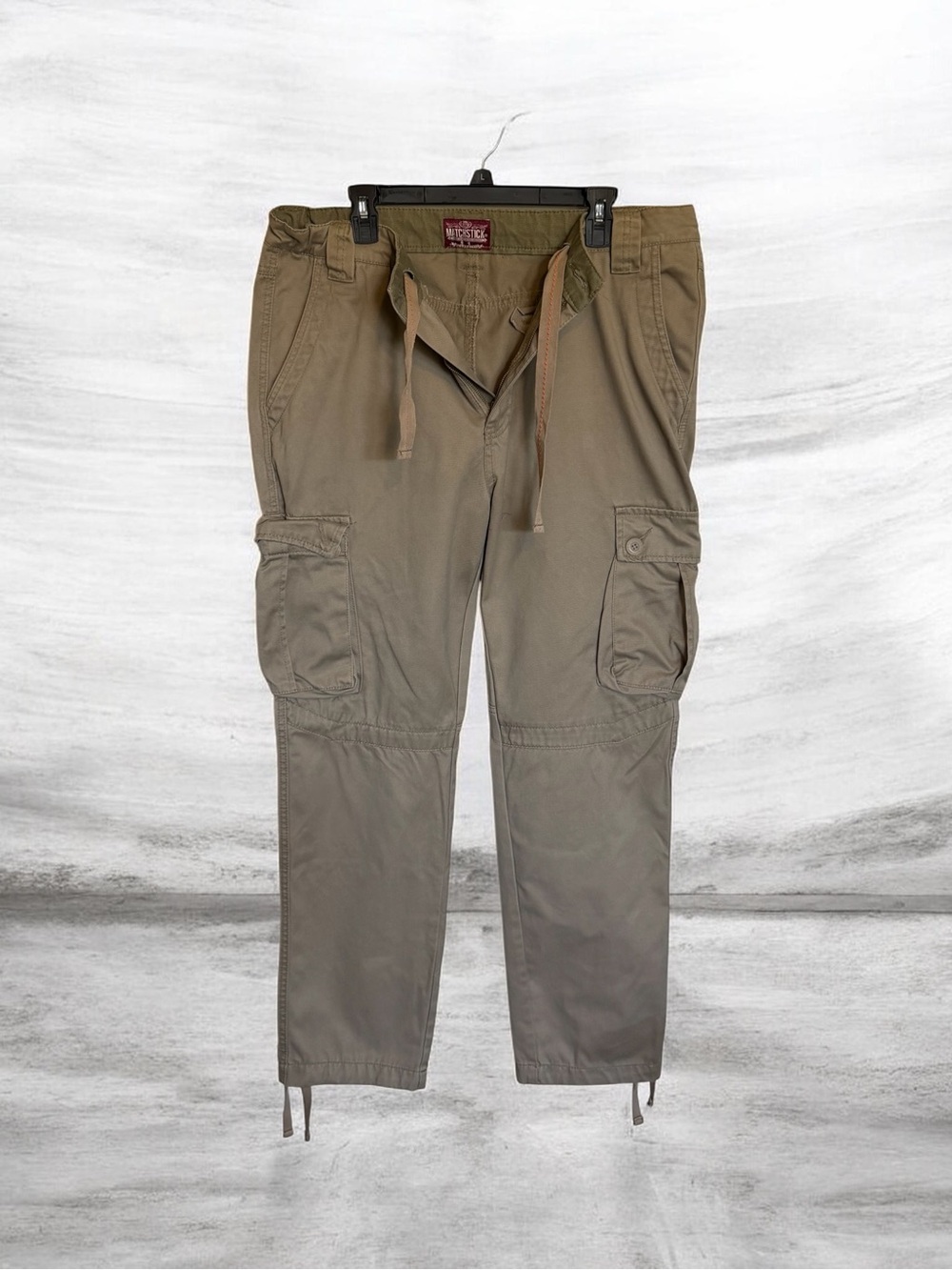 Men's Olive Cargo Pants with Drawstring Waist